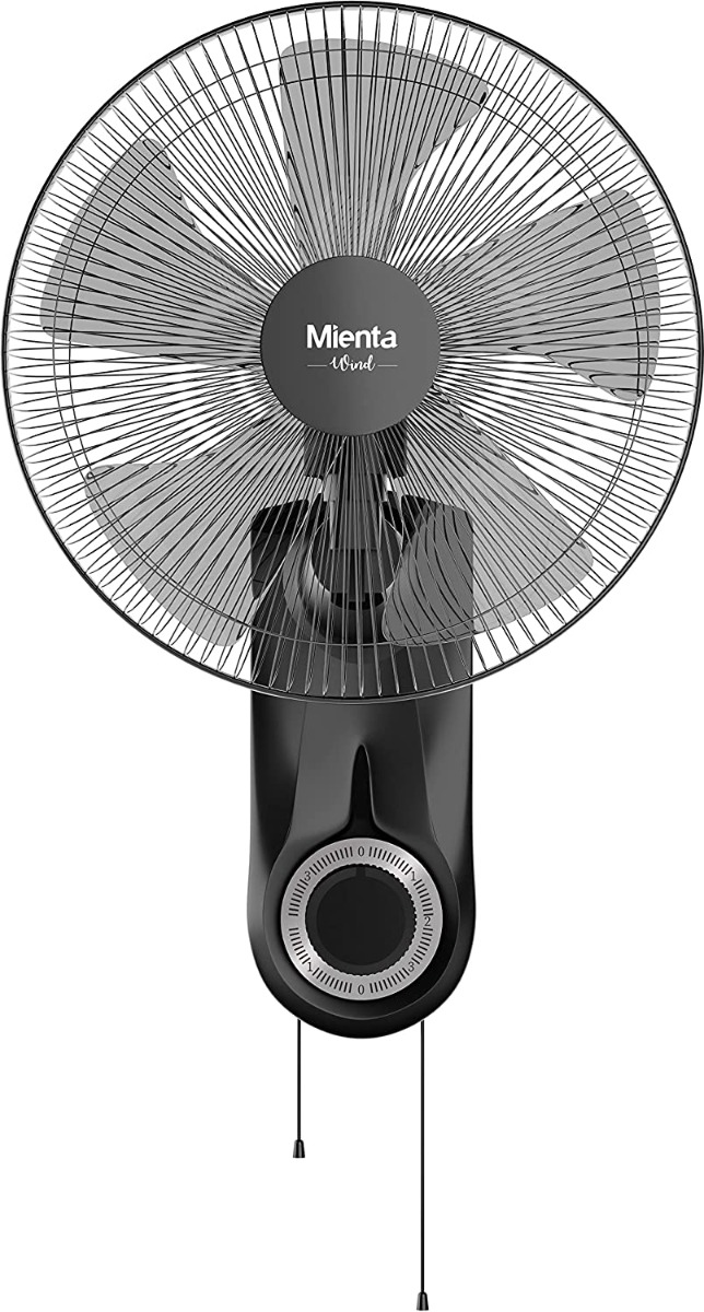 Mienta Wall Fan, 18 Inch, Black- WF50138A