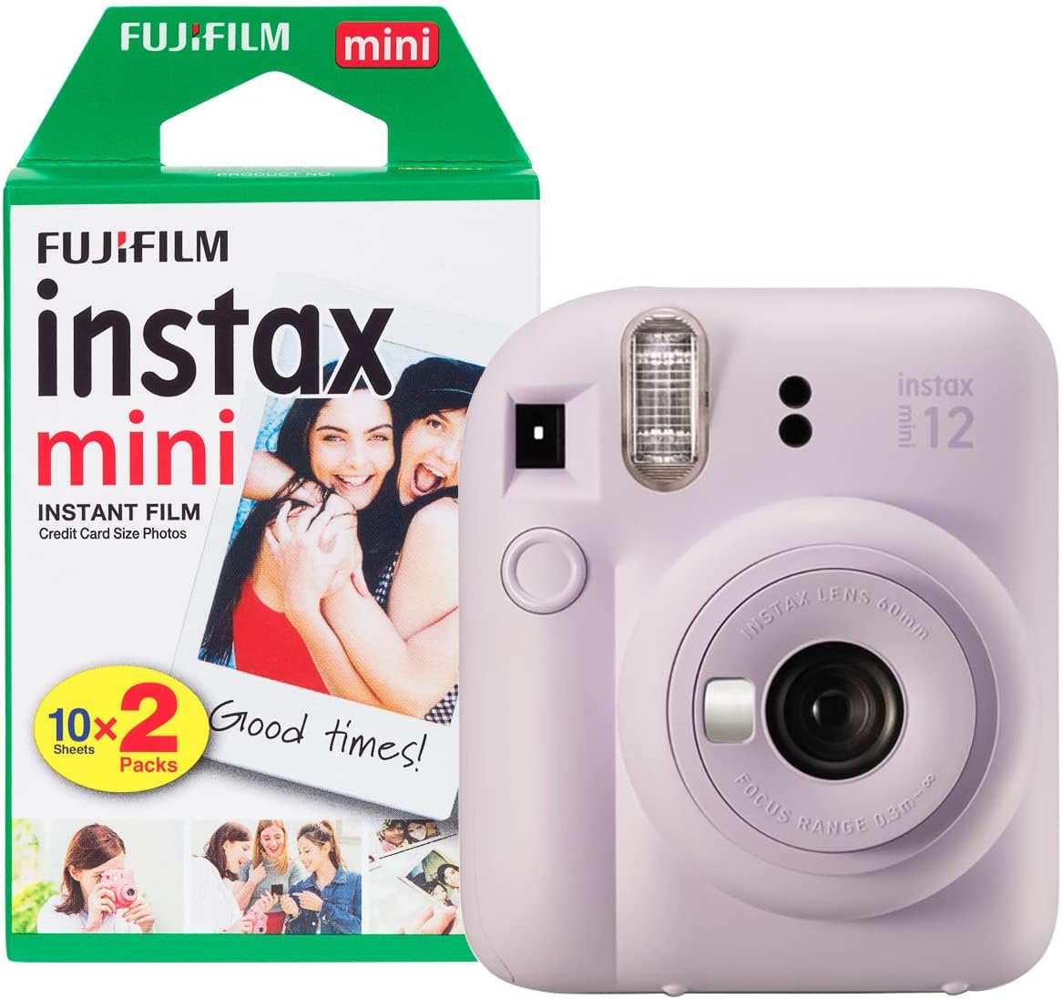 FujiFilm Instax Mini 12 Instant Camera - Lilac Purple, with Instax Mini Film Sheets - 20 Packs