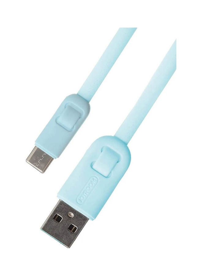كابل شحن جوي روم USB-A إلى USB-C، قوة 3 امبير، 1 متر، ازرق - S-1030M1-9