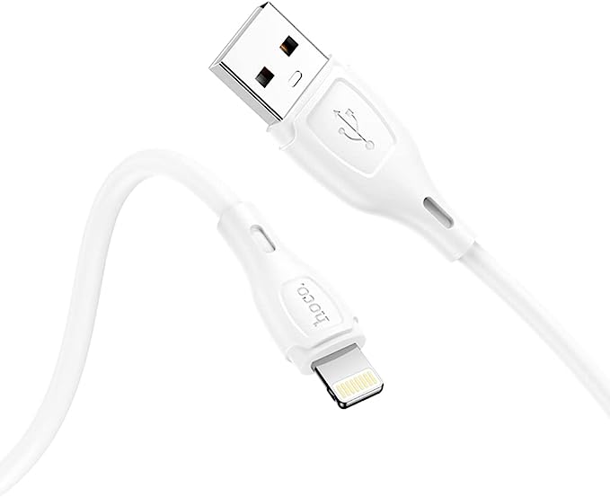Hoco X61 - Ultimate Silicone Charging And Data Transmittion Cable (2.4A - 1M) - Lightning Plug For Apple iPhone iPad Airpods - White