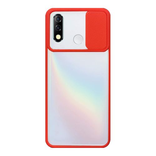 Stratg Back Cover with Camera Slider for Infinix Smart 4 X653 - Transparent and Red