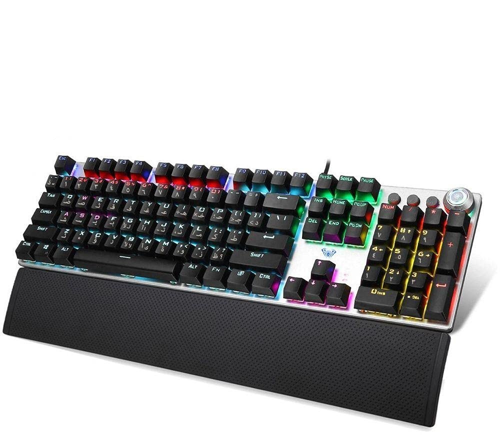Aula LED Wired Mechanical Gaming Keyboard, Black - F2088