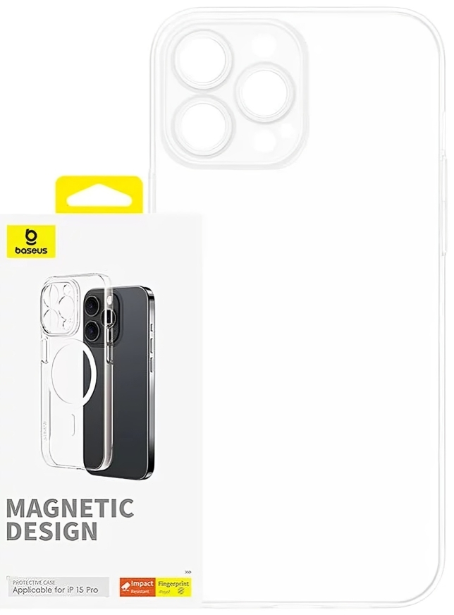Baseus Magnetic Back Cover for Apple iPhone 15 Pro, Clear - P60157205203-01