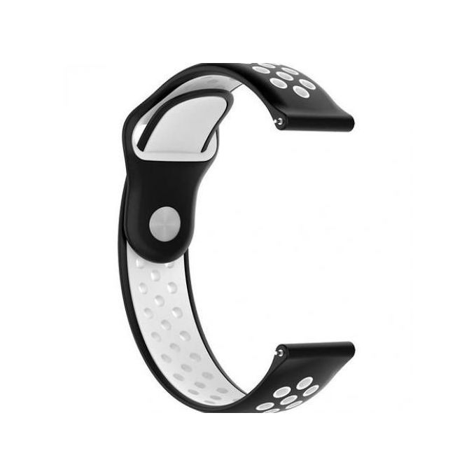 Silicone Smart Watch Strap Compatible For Samsung Galaxy Watch 3, 45 mm, Xiaomi GTS - Black and White