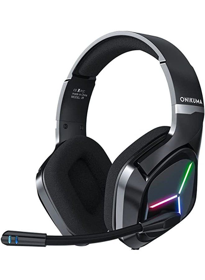 Onikuma Gaming Over Ear Wired Headphone with Microphone, Black - X9