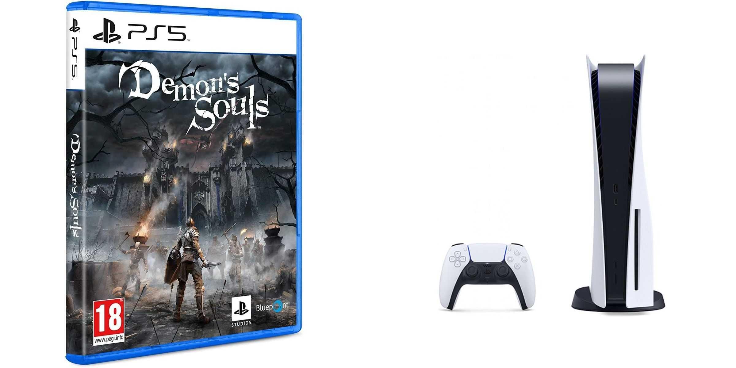Sony PlayStation 5, 1 Wireless Controller, White - CFI-1016A01 MEE, with Demon’S Souls for PlayStation 5
