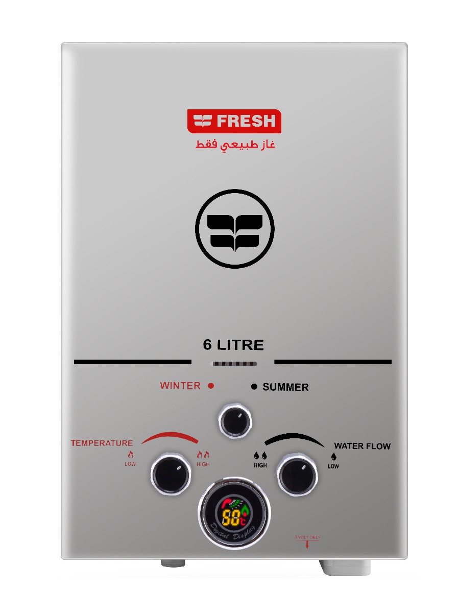 Fresh Gas Water Heater, 6 Liters, Silver - Gas6LS