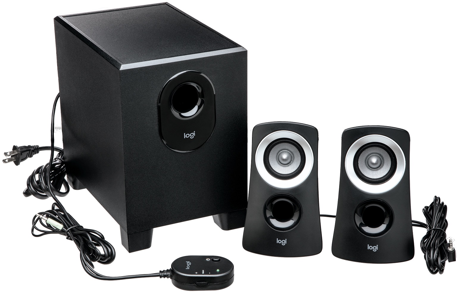 Logitech Wired Speaker System with Subwoofer, 3 Units, Black - Z313