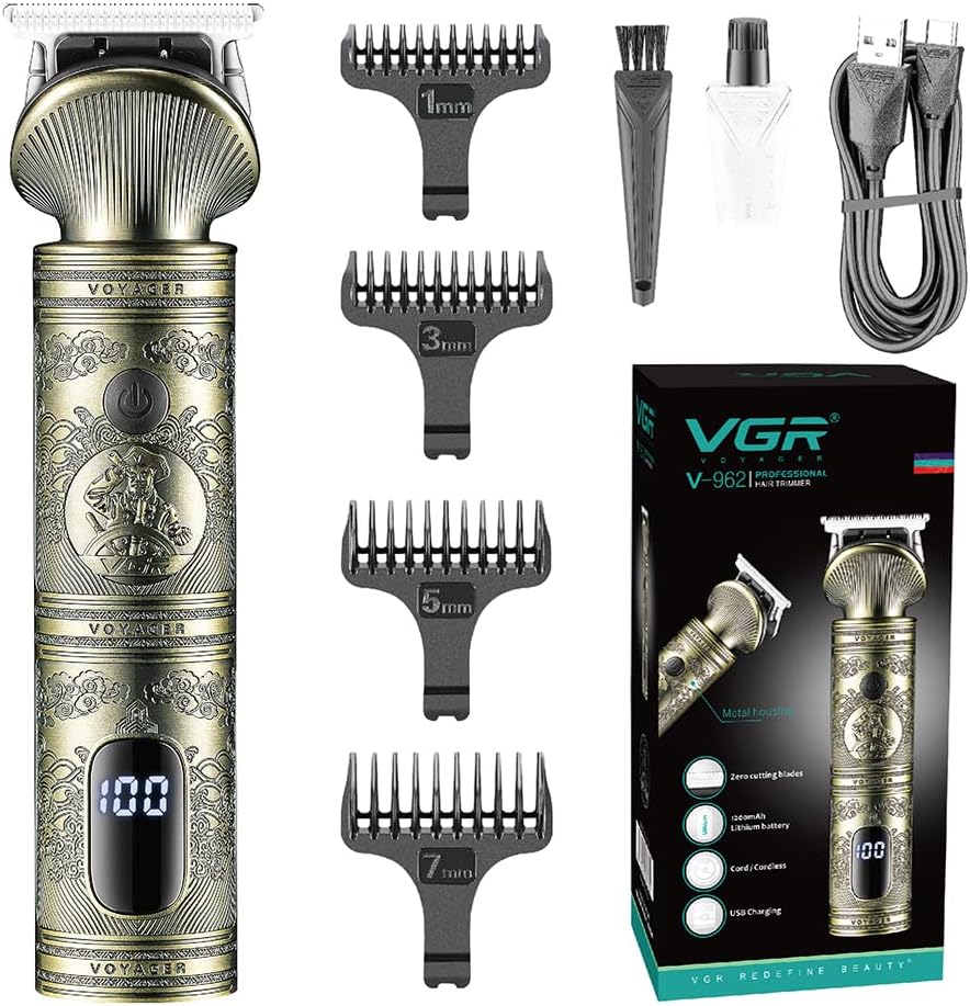 VGR Rechargable Hair and Beard Trimmer, Bronze- V-962