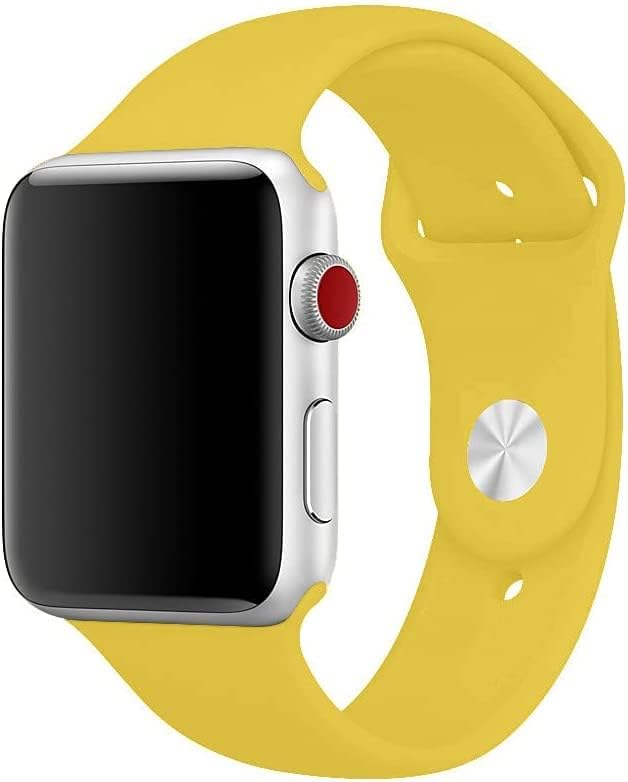 Mobilic Watch Band 45mm 44mm 42mm Soft Silicone Sport Band Replacement Wrist Strap Compatible for iWatch Watch Series 7/SE/6/5/4/3/2/1 yellow, 45mm/44mm/42mm