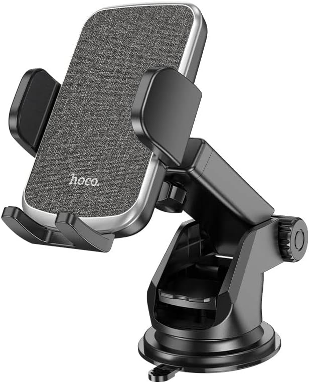 Hoco CA95 Polaris Push-Type Telescopic Suction Cup Car Holder Compatible with iPhone Samsung Xiaomi Oppo Huawei (Suitable for Mobile 4.5-6.7 inch) - Black