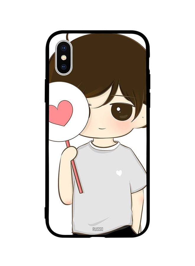 Little Boy Holding Heart Printed Back Cover for Apple iPhone X