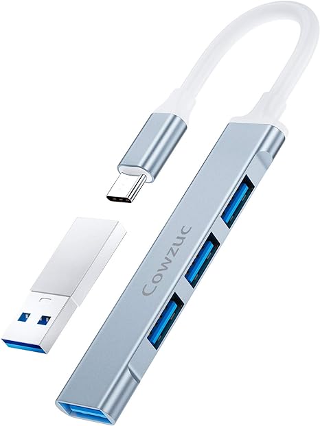 موزع USB-C إلى USB-A كوزوك 4 في 1، بمحول USB - فضي