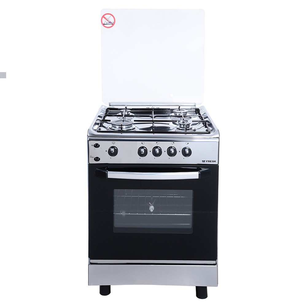 Fresh Forno Gas Cooker, 4 Burners, Black and Silver - 17266