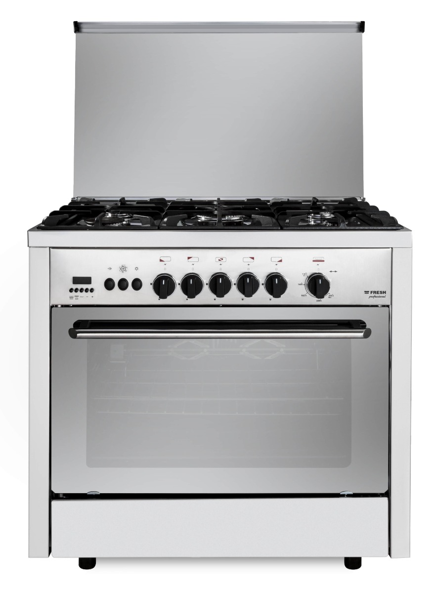 Fresh Professional Gas Cooker, 5 Burners, Stainless Steel - 15384