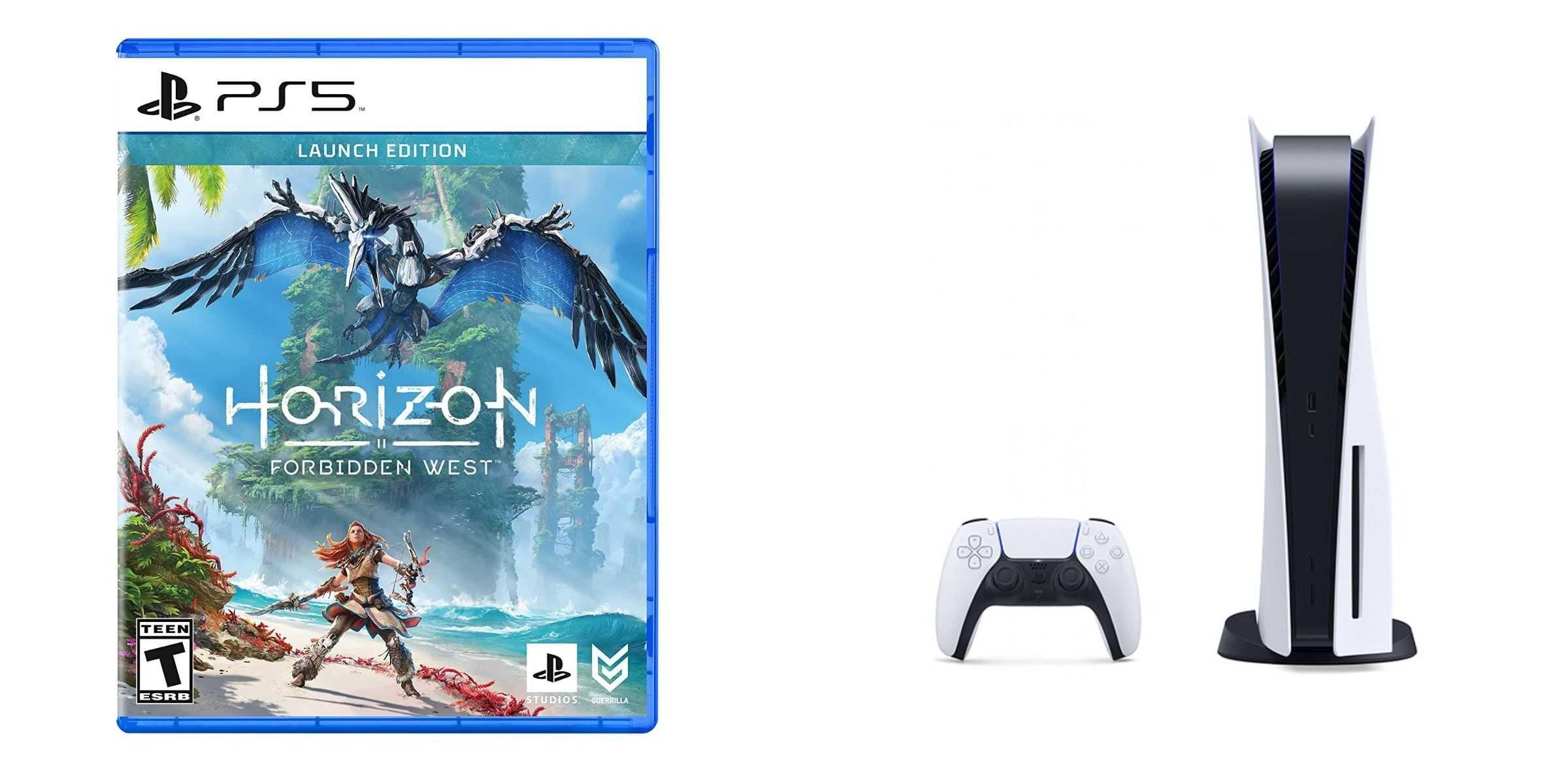 Sony PlayStation 5, 1 Wireless Controller, White - CFI-1016A01 MEE, with Horizon Forbidden West for PlayStation 5