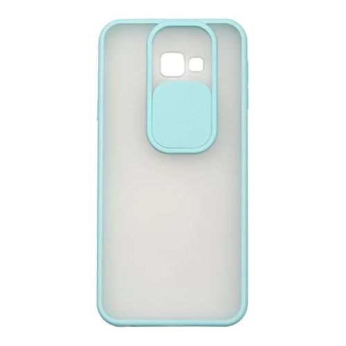 Stratg Back Cover with Camera Slider for Samsung Galaxy J4 Plus - Transparent and Turquoise