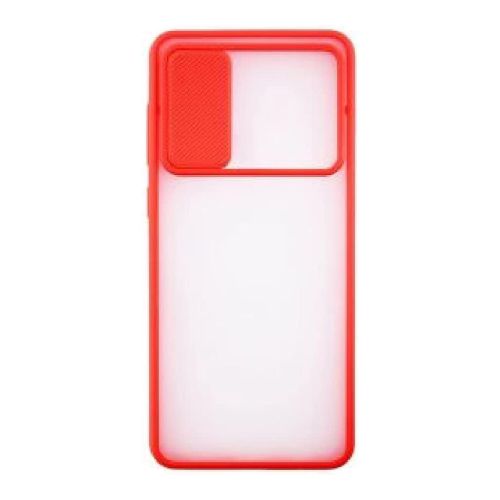 Stratg Back Cover with Camera Slider for Samsung Galaxy A20 and A30 - Transparent and Red