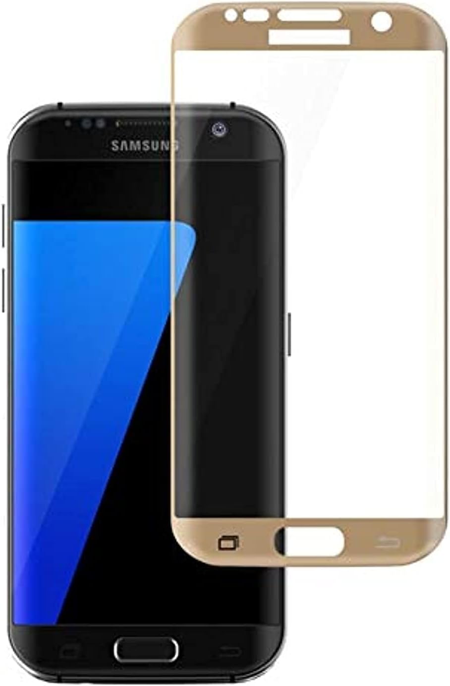 Magic Glass Full Curved Glass Screen Protector for Samsung Galaxy S7 Edge - Transparent with Gold Frame