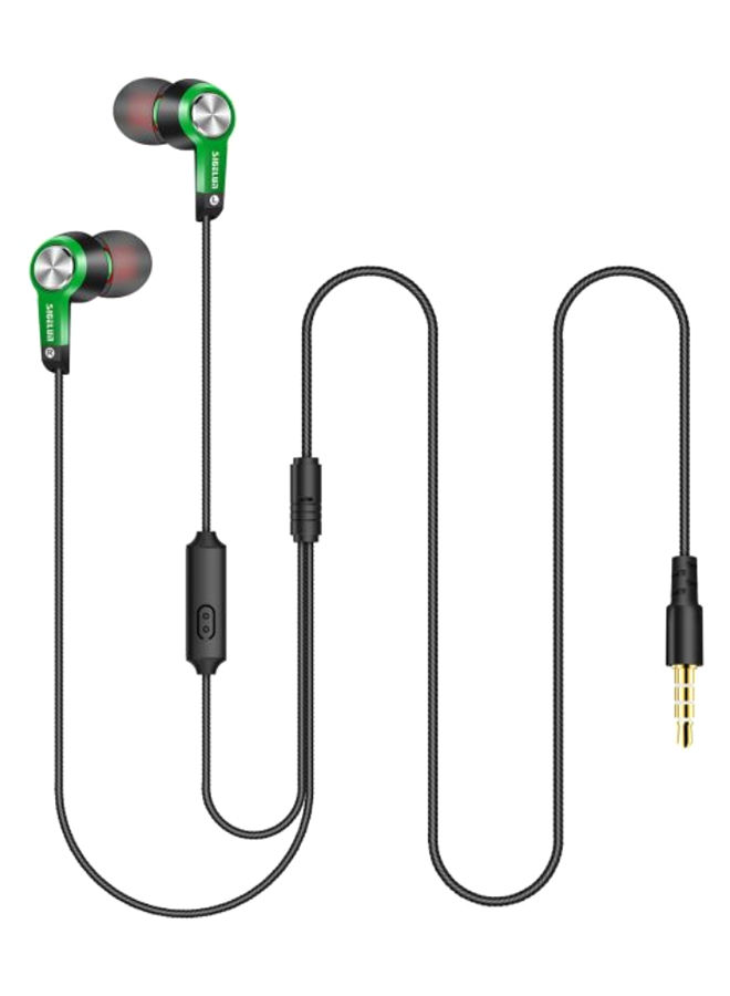 Sigelun Wired In Ear Earphones with Built-in Microphone, Black and Green - DC-3