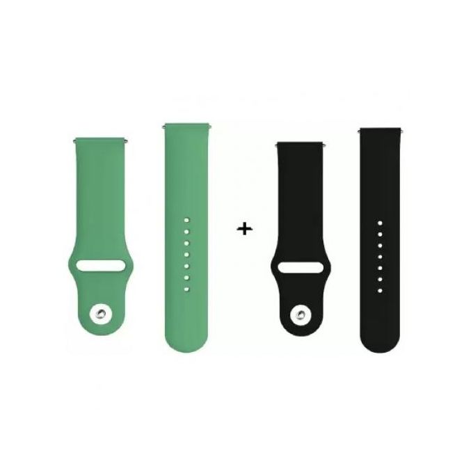 Silicone Strap For Huawei GT, Gt2 Smart Watch, 46Mm, 2 Pieces - Black and Green