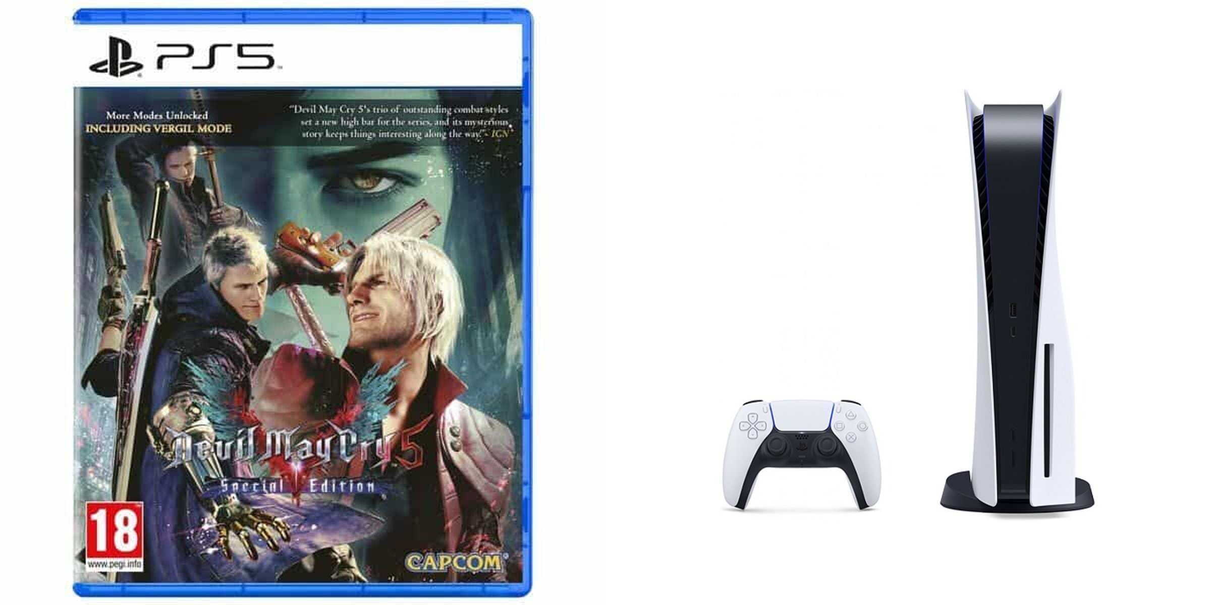 Sony PlayStation 5, 1 Wireless Controller, White - CFI-1016A01 MEE, with Devil May Cry 5 Special Edition for PlayStation 5