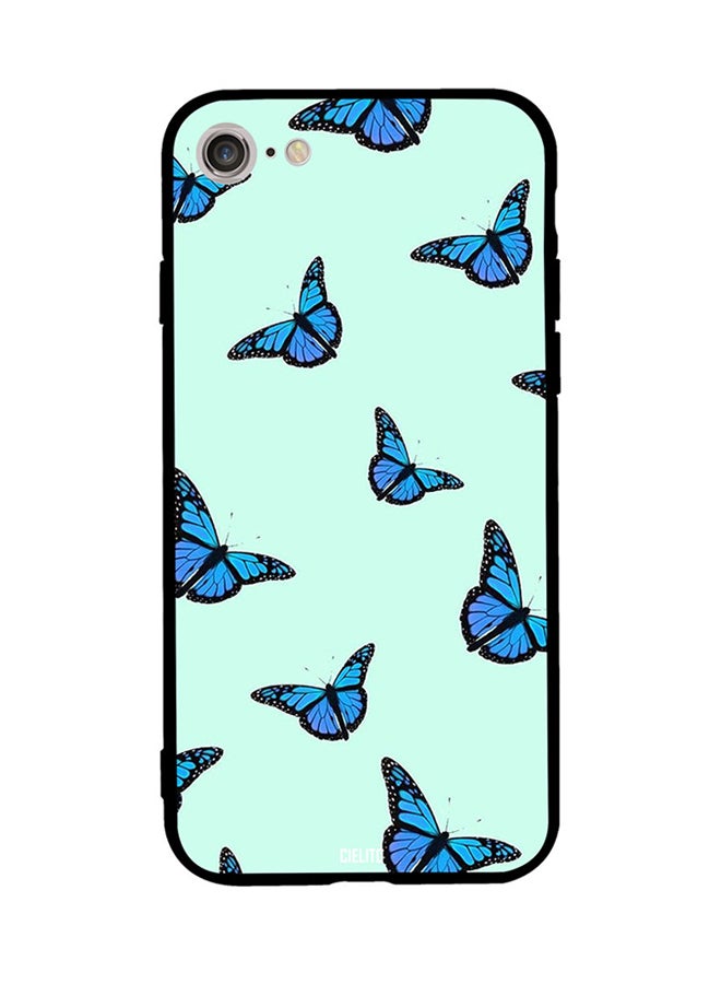 Blue Butterfly Flies Printed Back Cover for Apple iPhone 8