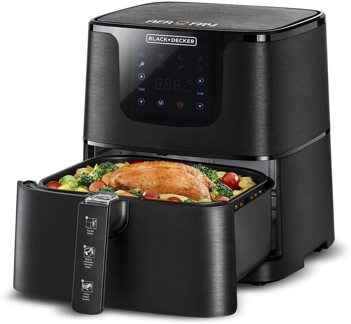 Black and Decker Digital Air Fryer 4.3 Liters 1700 Watts Black AF700 Best price in Egypt B.TECH