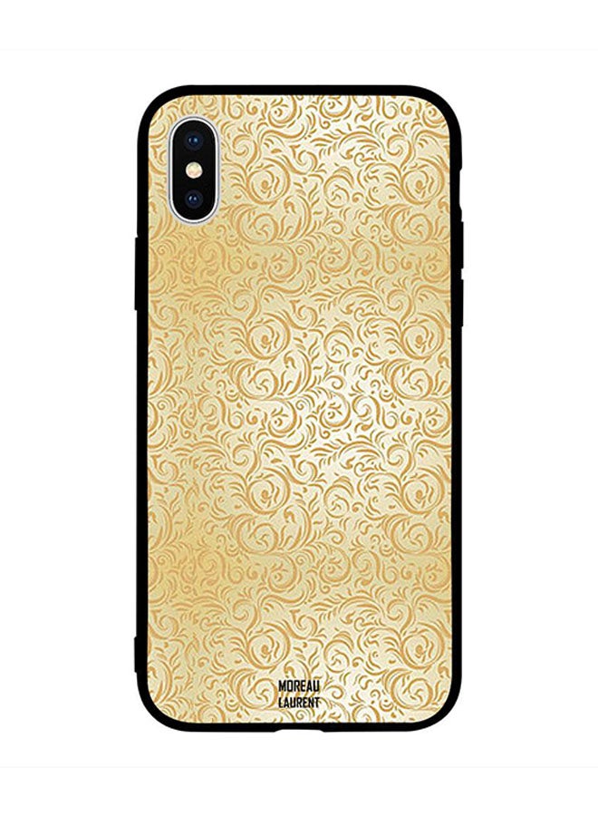 Golden Floral Pattern Printed Back Cover for Apple iPhone X