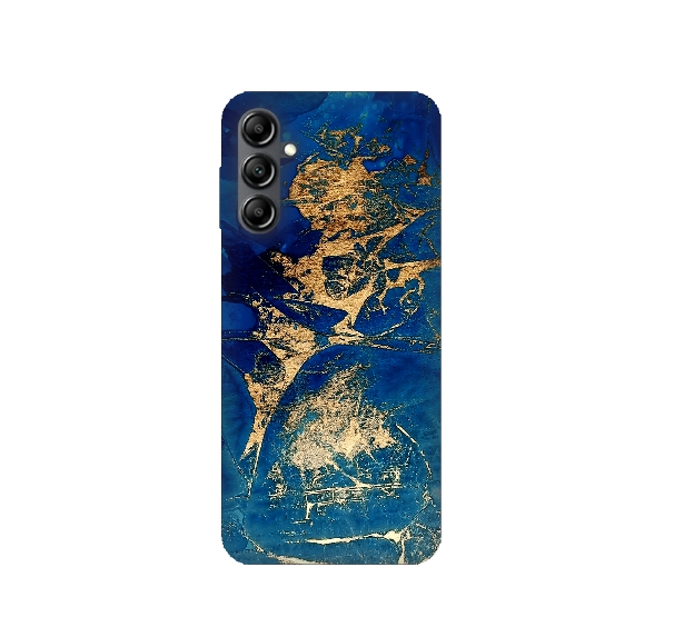 Marble Gold Navy Silicone Printed Back Cover For Samsung A14
