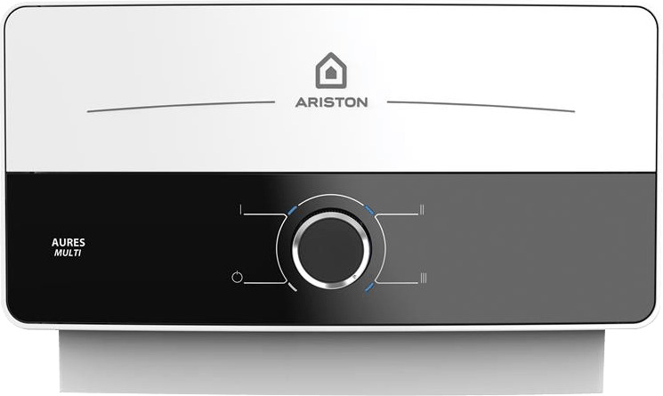 Ariston Aures Slim Multi Instant Water Heater, 7.7 kW, Black and White - AURESM7EU