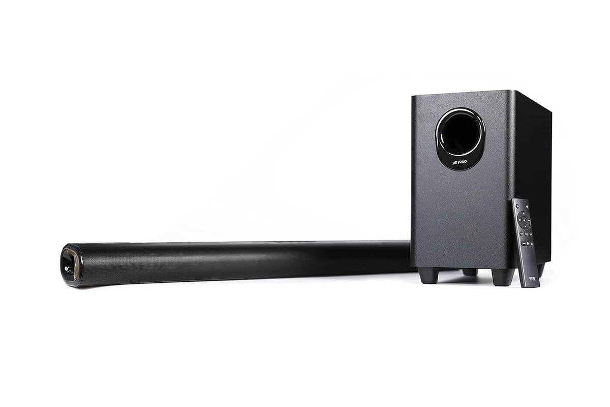 F&D Bluetooth Soundbar with Wired Subwoofer, 2 Pieces, 2.0 Channel, 80W, Black - HT-330