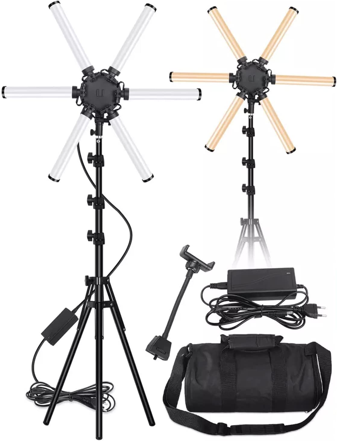 Techblaze Professional 6 Arm LED Camera Light with Tripod Stand - Black