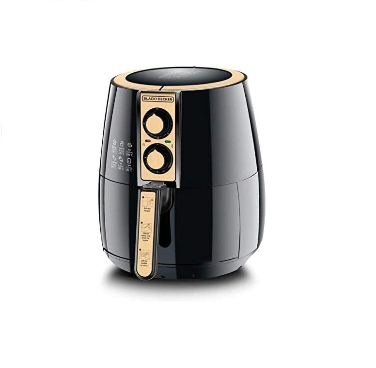 Black and Decker Air Fryer, 4 Liters, 1500 Watts, Black and Gold - Af300-B5 Without Warranty