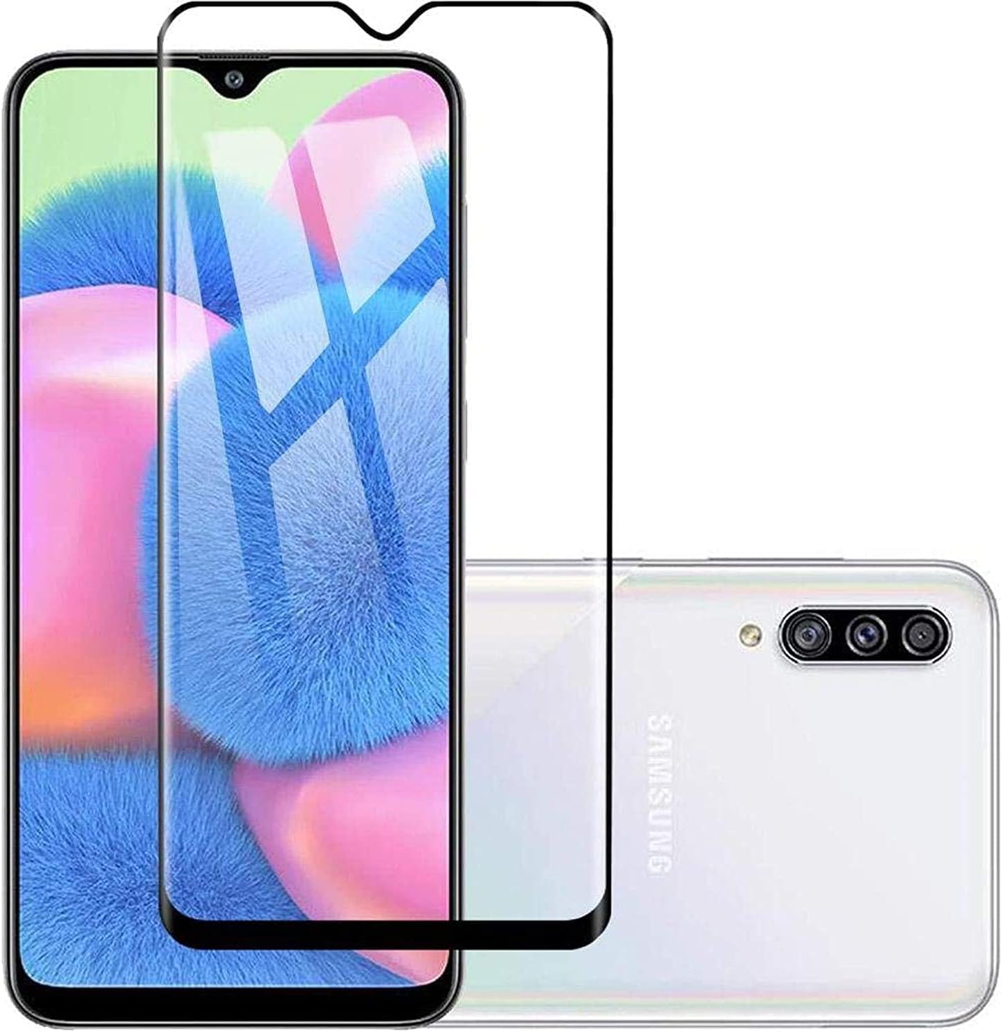 5D Glass Screen Protector for Samsung Galaxy A30S - Transparent with Black Frame