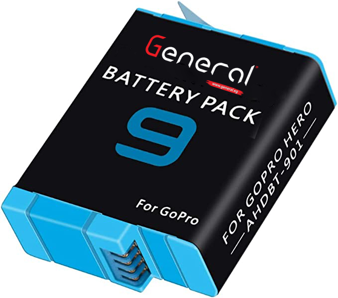 General Rechargeable Lithium-Ion Battery For GoPro Hero 9 Camera, 1720mAh, Black - AHDBT-901