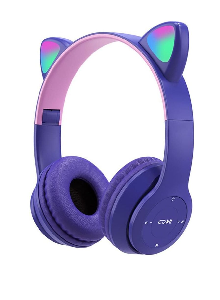 Cat Wired and Wireless Over Ear Headphones, Purple - P47M