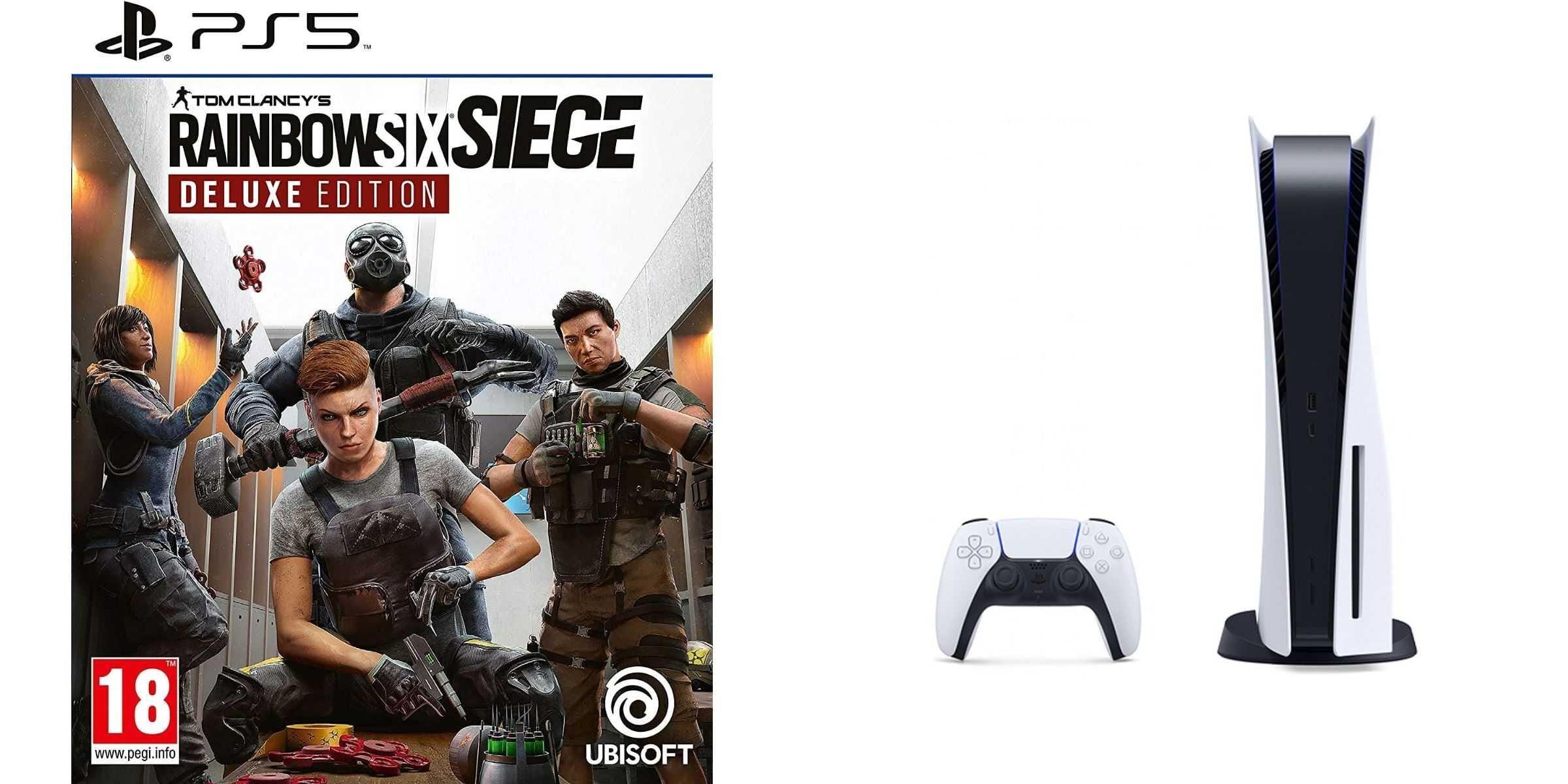 Sony PlayStation 5, 1 Wireless Controller, White - CFI-1016A01 MEE, with Tom Clancy's Rainbow Six Siege, Deluxe Edition for PlayStation5