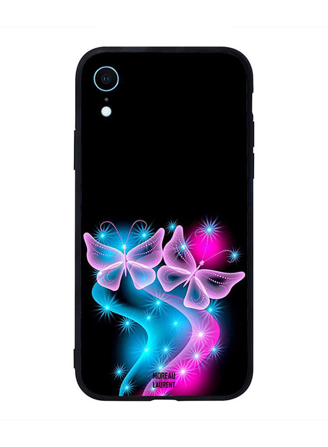 Butterfly Pink Black Background Printed Back Cover for Apple iPhone XR