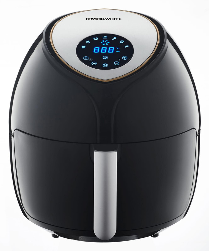 Black and White Digital Air Fryer, 12 Liters, 2000 Watts, Black and Silver - AF-120RD