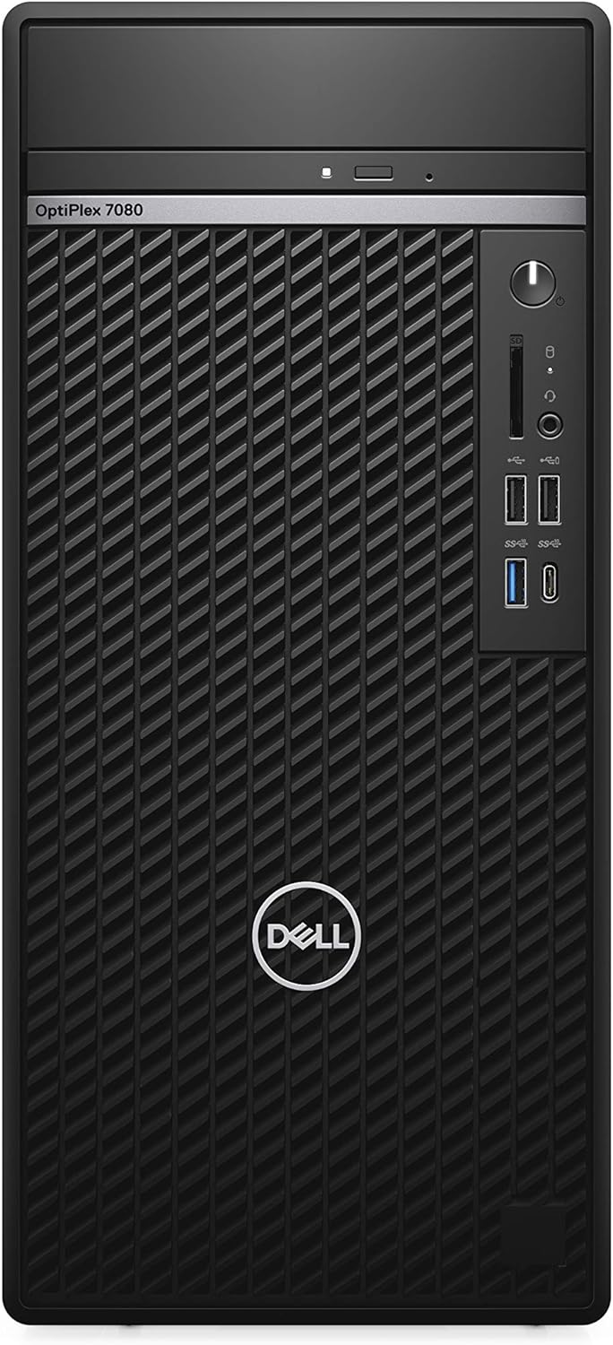 Dell Optiplex 7080 MT Tower PC, Intel Core i5-10500, 500 GB HDD, 8 GB RAM, Intel HD Graphics, DOS - Black