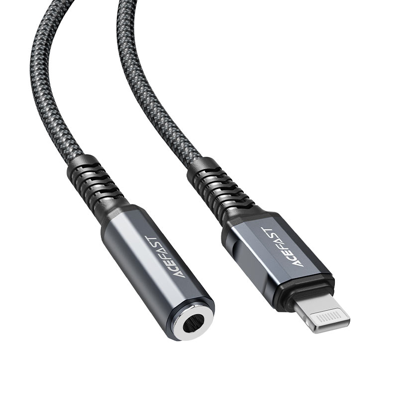 Acefast USB Type-C to 3.5 mm Audio Cable, 0.18 Meter, Gey- C1-05
