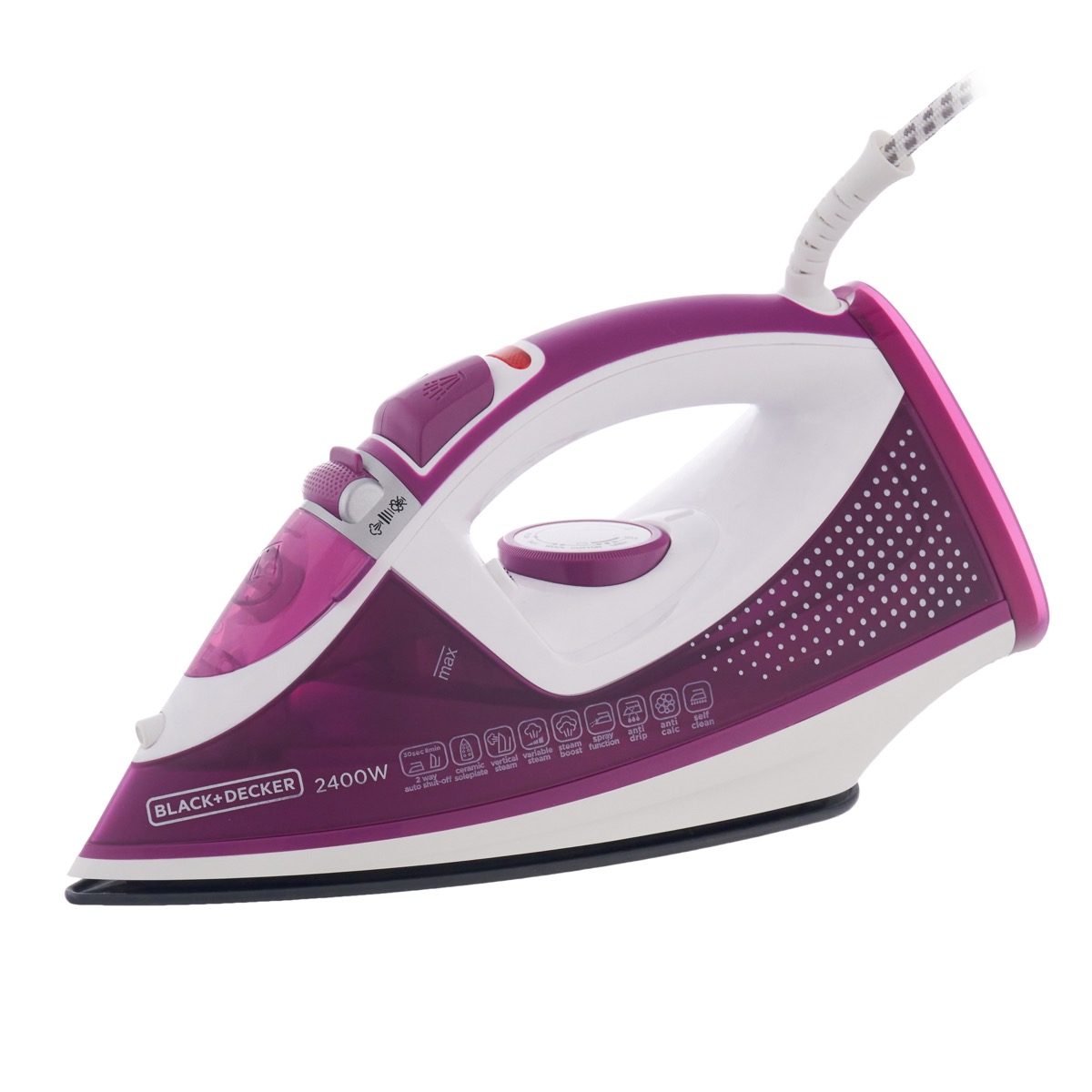 Black+Decker Steam Iron, 2400 Watt, White Purple - X2450-B5