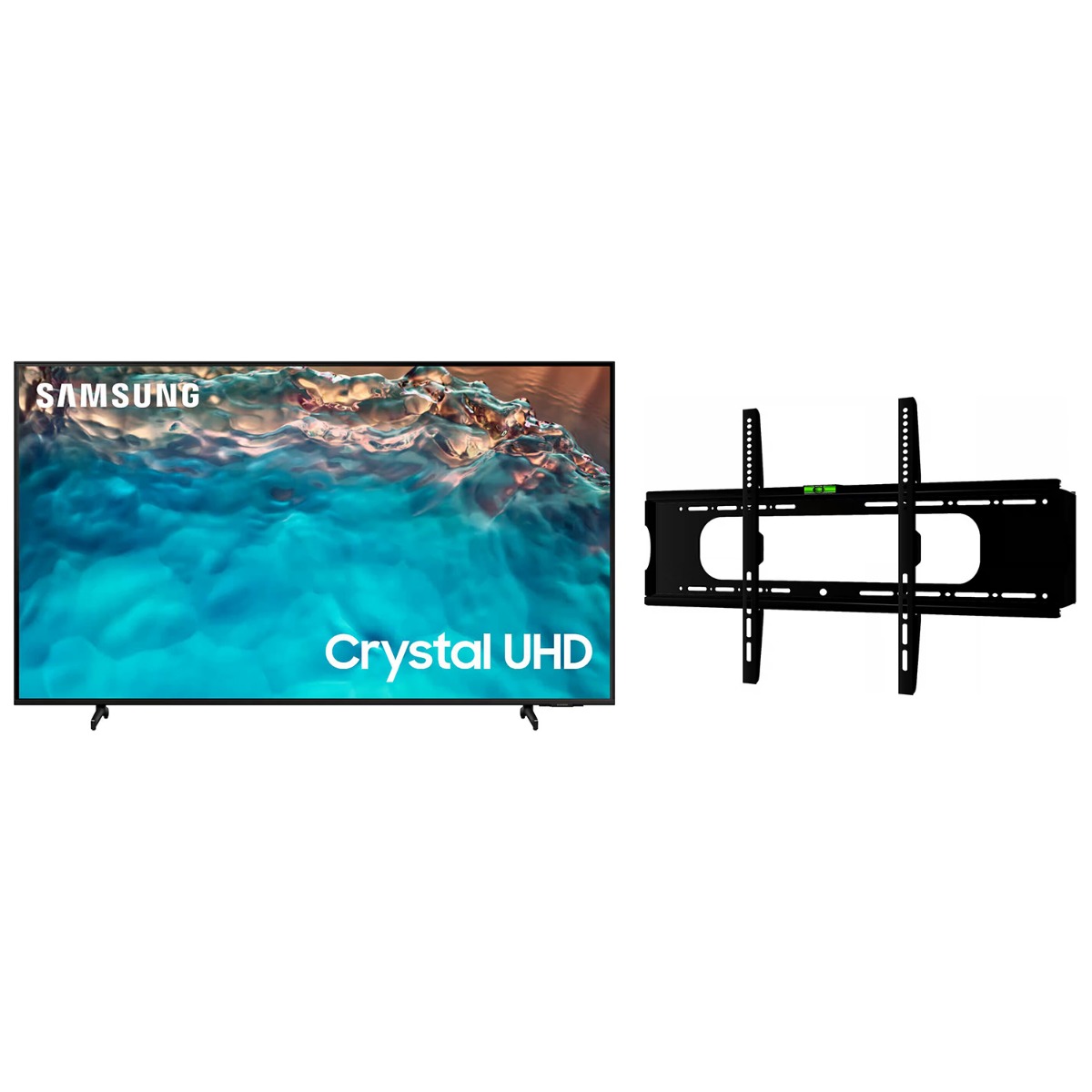 Samsung Series 8, 65 Inch, 4K UHD LED Smart TV with Built-in Receiver - 65CU8000 with Falcon Wall mount for 40-70 Inch TV, Black - FP-70
