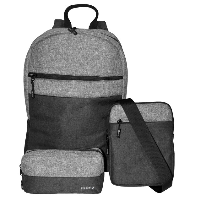 ICONZ Set of Laptop Backpack Cross Bag and Sling Bag Black and Grey 4015 Best price in Egypt B.TECH