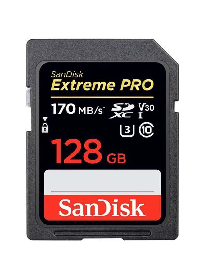 SanDisk Extreme Pro SDXC Memory Card, 128GB, Black - SDSDXXY-128G-GN4IN