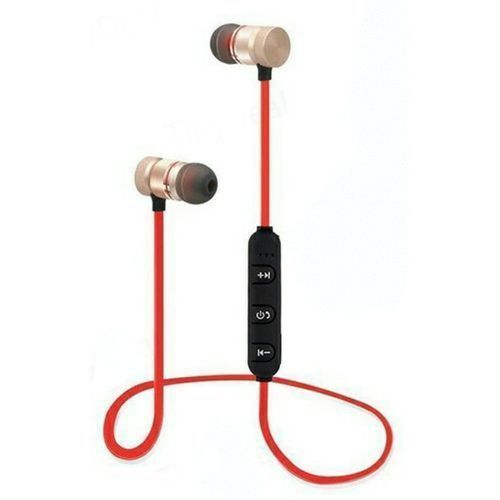 Wireless In Ear Earphones with Built-in Microphone - Gold and Red