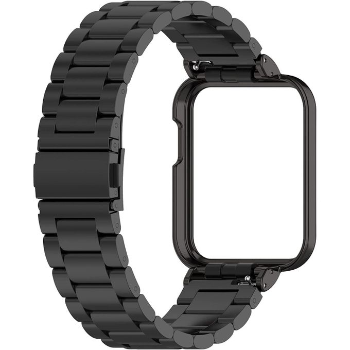 Stainless Steel Strap For Xiaomi Mi Smart Watch Lite 1 With Case - Black
