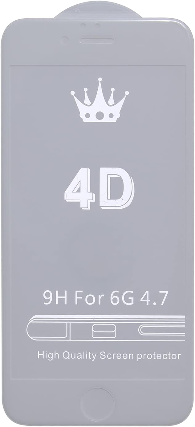 4D Glass Screen Protector for iPhone 6 - Transparent with White Frame