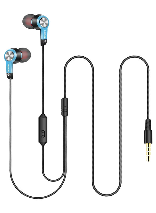 Sigelun Wired In Ear Earphones with Built-in Microphone, Black and Blue - DC-3